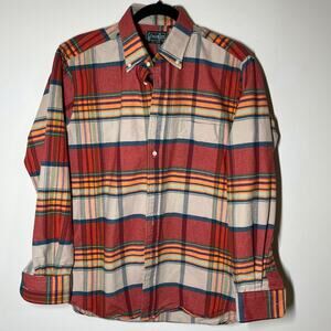 Gitman Vintage Sunrise Stripe Moleskin Flannel Shirt Button Down Collar Medium